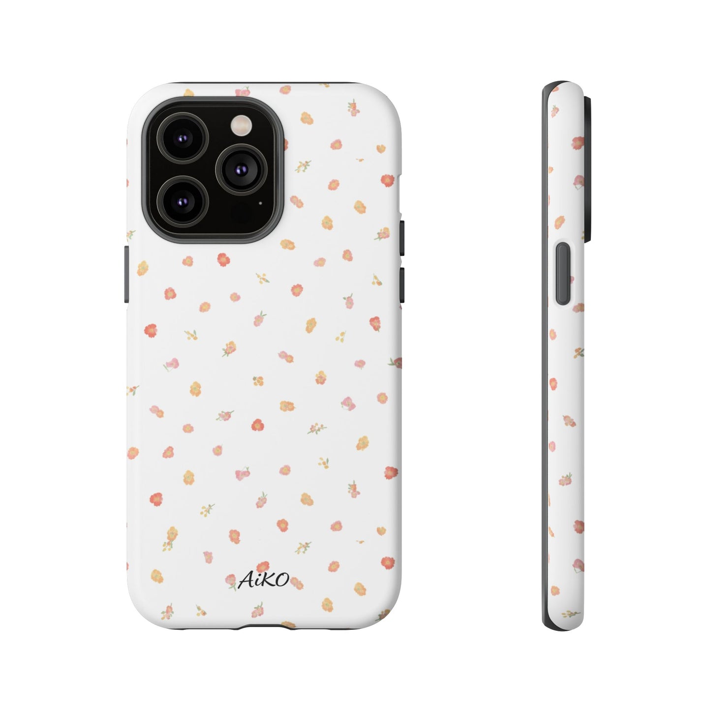 Floral Confetti Tough Phone Case — Minimal White with Tiny Rose Petals