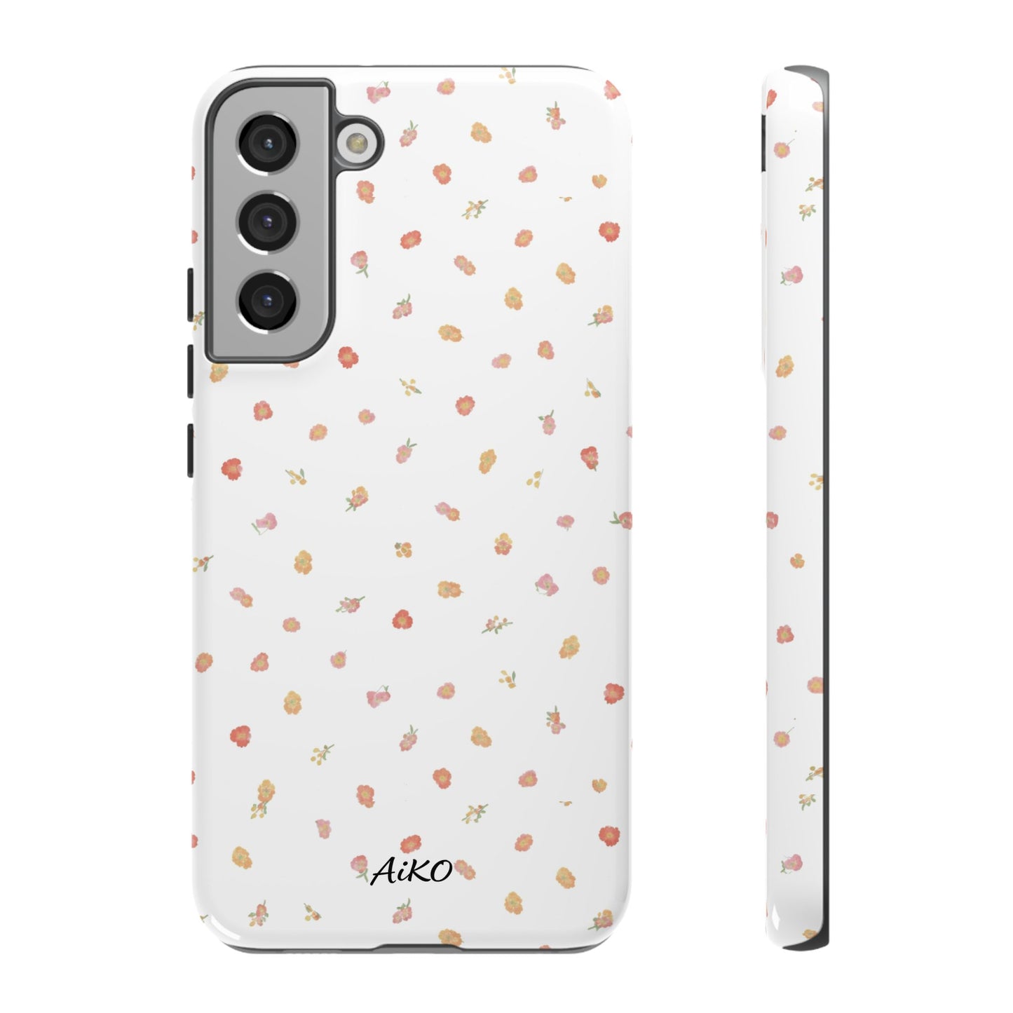 Floral Confetti Tough Phone Case — Minimal White with Tiny Rose Petals
