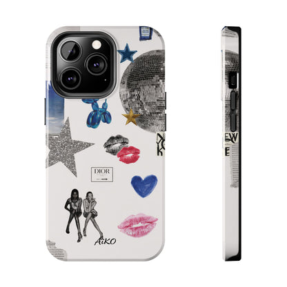Glam Collage — Tough Protective Phone Case (disco ball, lips, stars)