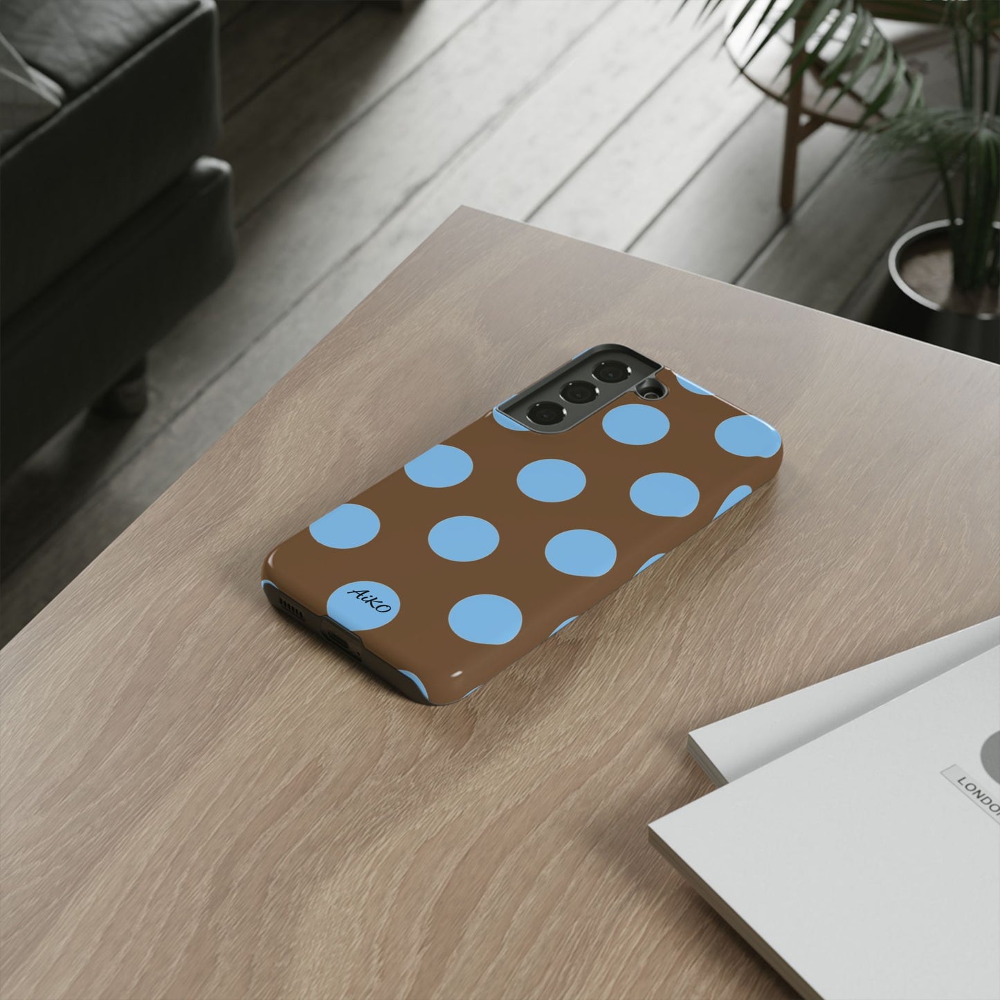 Polka Dots (Blue & Brown)