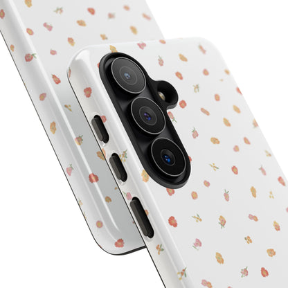 Floral Confetti Tough Phone Case — Minimal White with Tiny Rose Petals