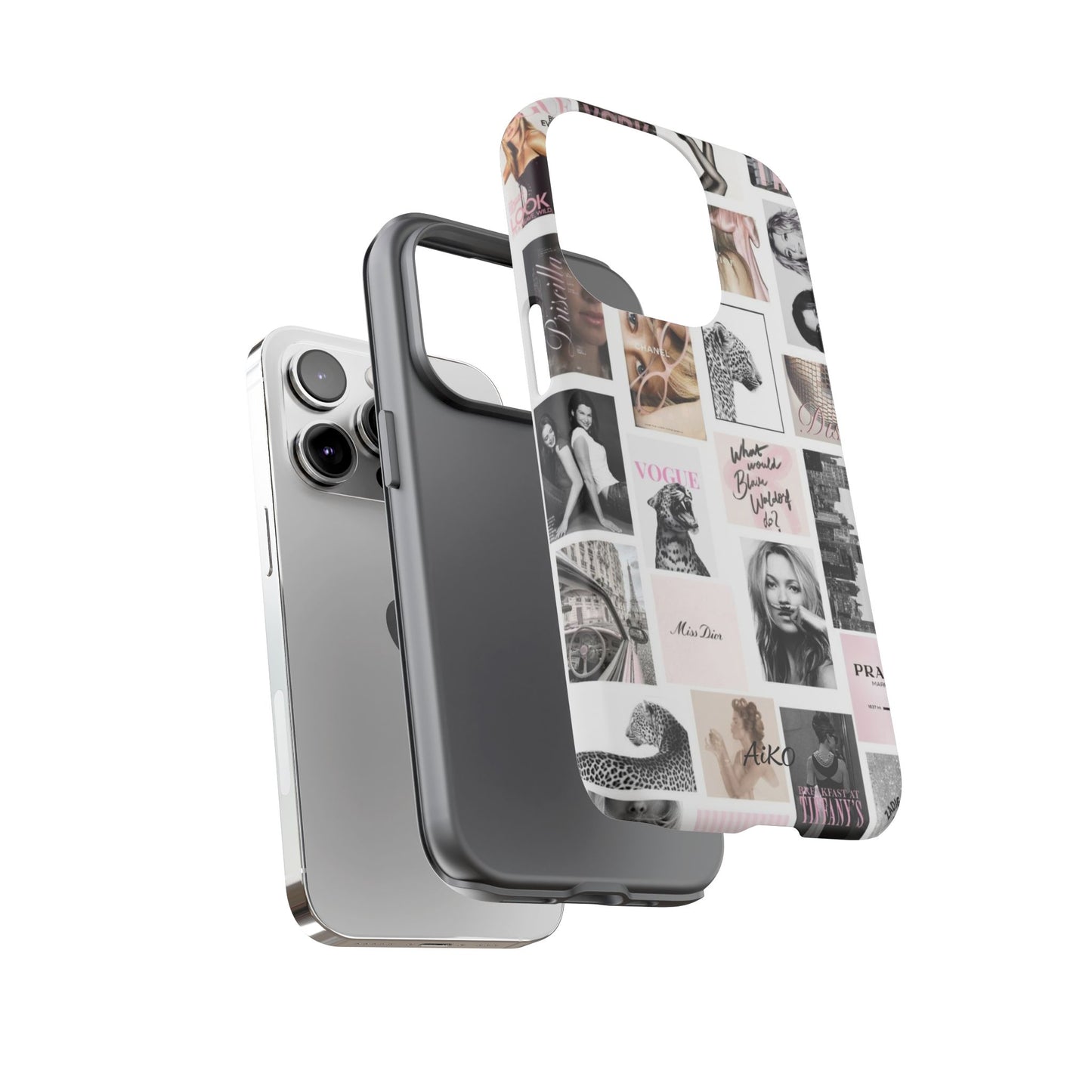Fashion Collage Phone Case — Pink Vogue Magazine Aesthetic Tough Case