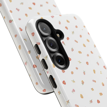 Floral Confetti Tough Phone Case — Minimal White with Tiny Rose Petals