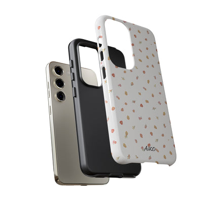 Floral Confetti Tough Phone Case — Minimal White with Tiny Rose Petals