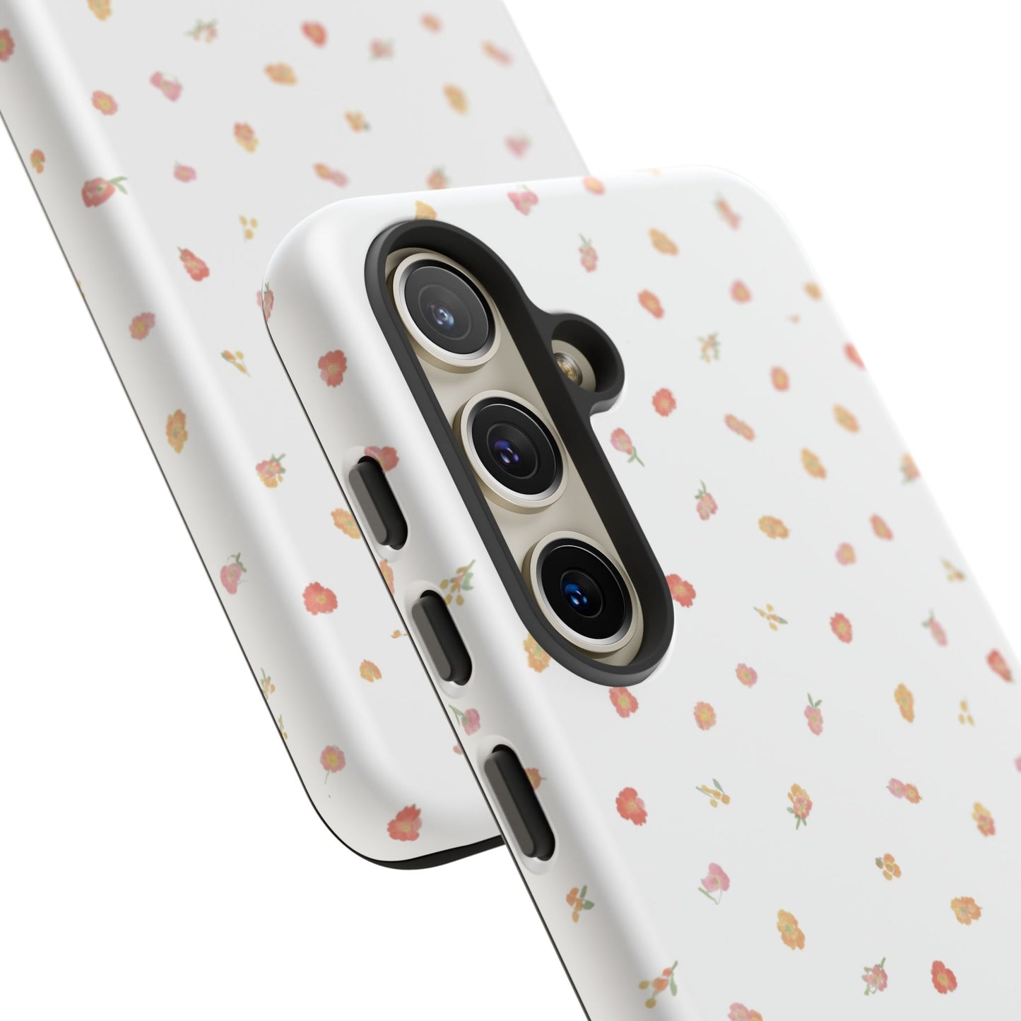 Floral Confetti Tough Phone Case — Minimal White with Tiny Rose Petals