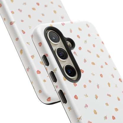 Floral Confetti Tough Phone Case — Minimal White with Tiny Rose Petals