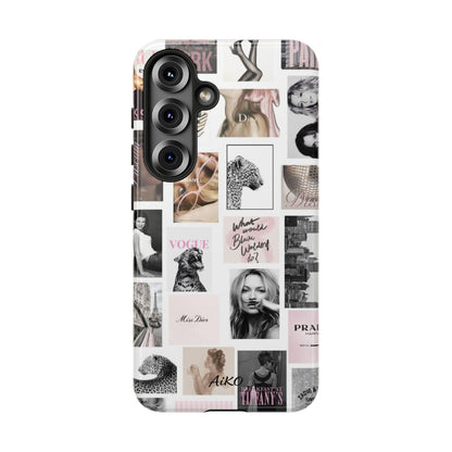Fashion Collage Phone Case — Pink Vogue Magazine Aesthetic Tough Case