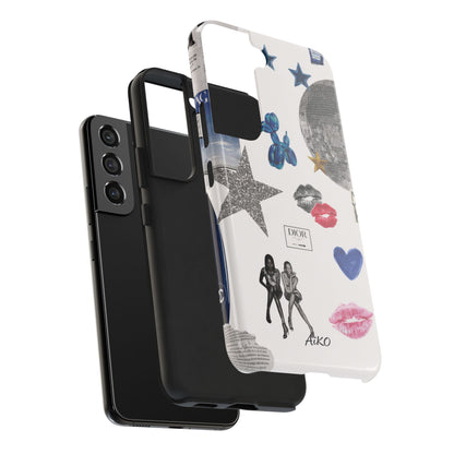 Glam Collage — Tough Protective Phone Case (disco ball, lips, stars)