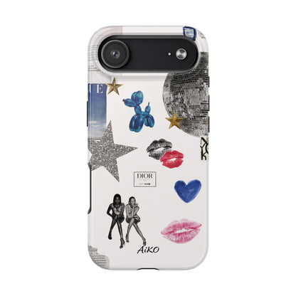 Glam Collage — Tough Protective Phone Case (disco ball, lips, stars)