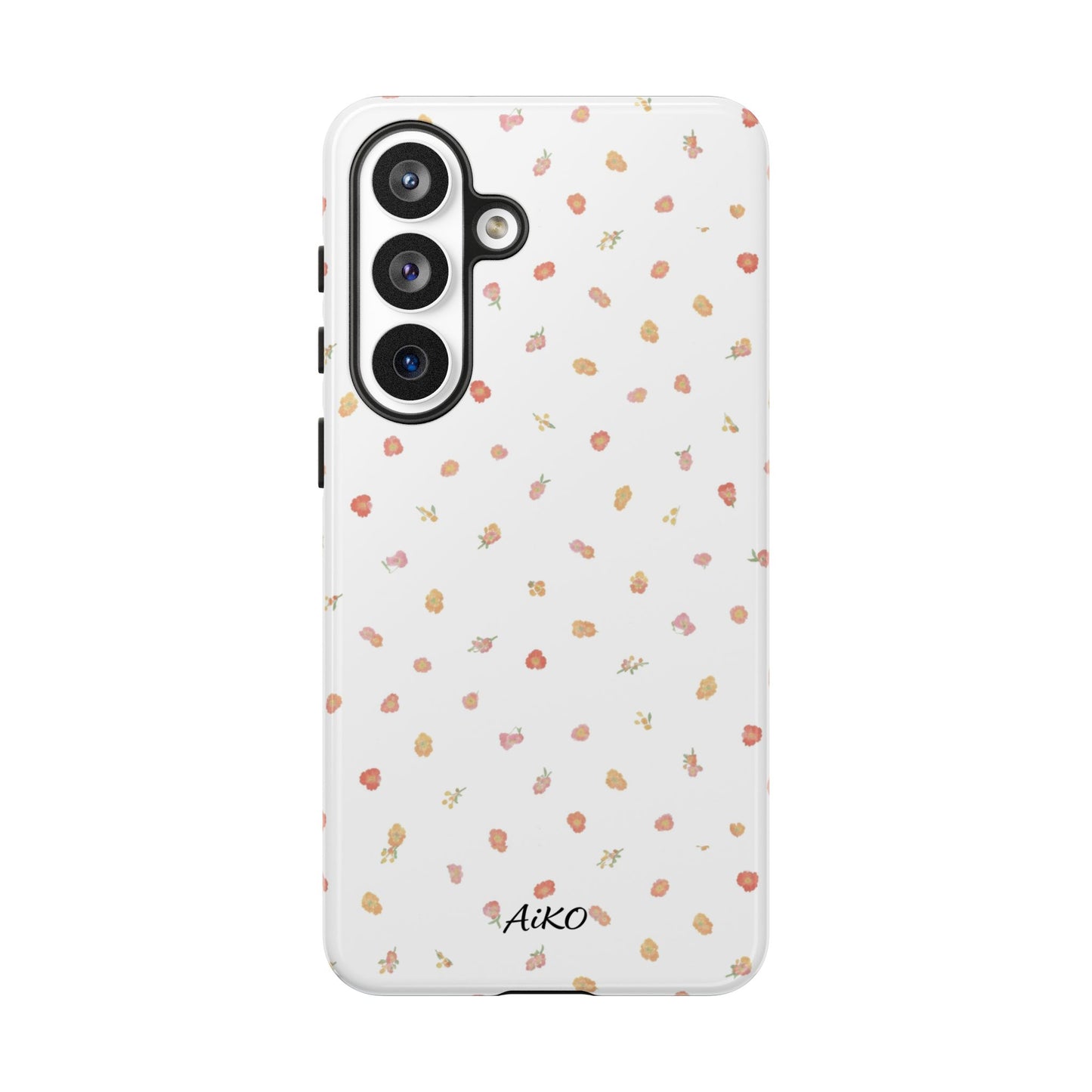 Floral Confetti Tough Phone Case — Minimal White with Tiny Rose Petals
