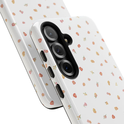 Floral Confetti Tough Phone Case — Minimal White with Tiny Rose Petals
