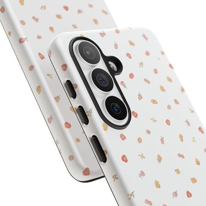 Floral Confetti Tough Phone Case — Minimal White with Tiny Rose Petals