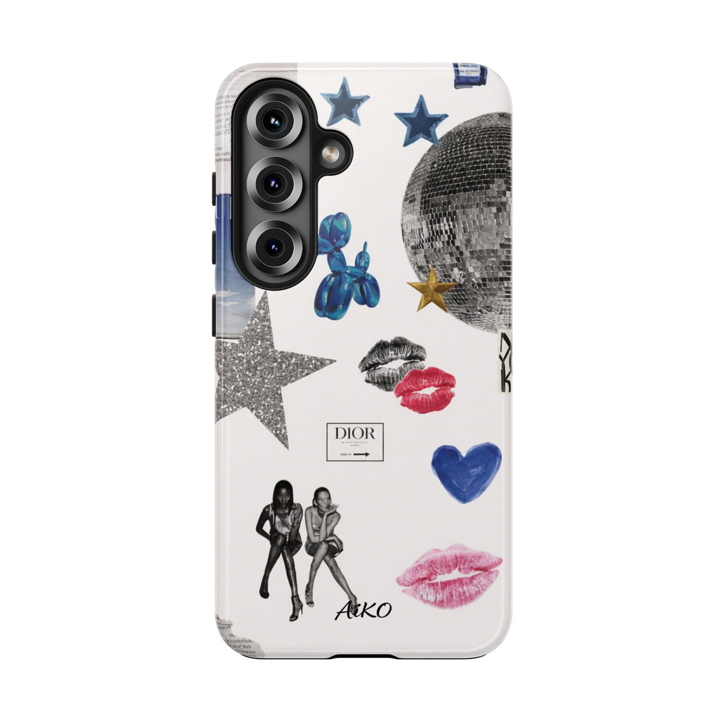 Glam Collage — Tough Protective Phone Case (disco ball, lips, stars)
