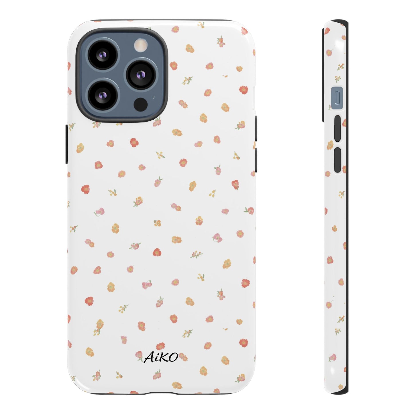 Floral Confetti Tough Phone Case — Minimal White with Tiny Rose Petals