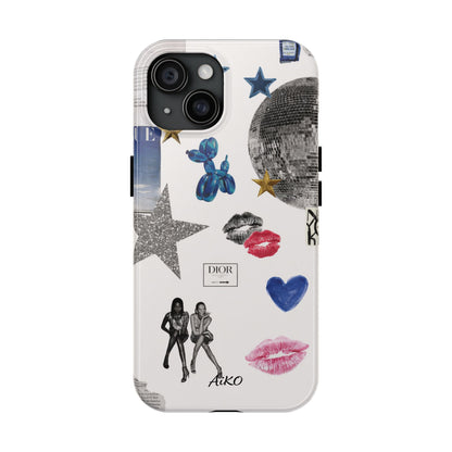 Glam Collage — Tough Protective Phone Case (disco ball, lips, stars)