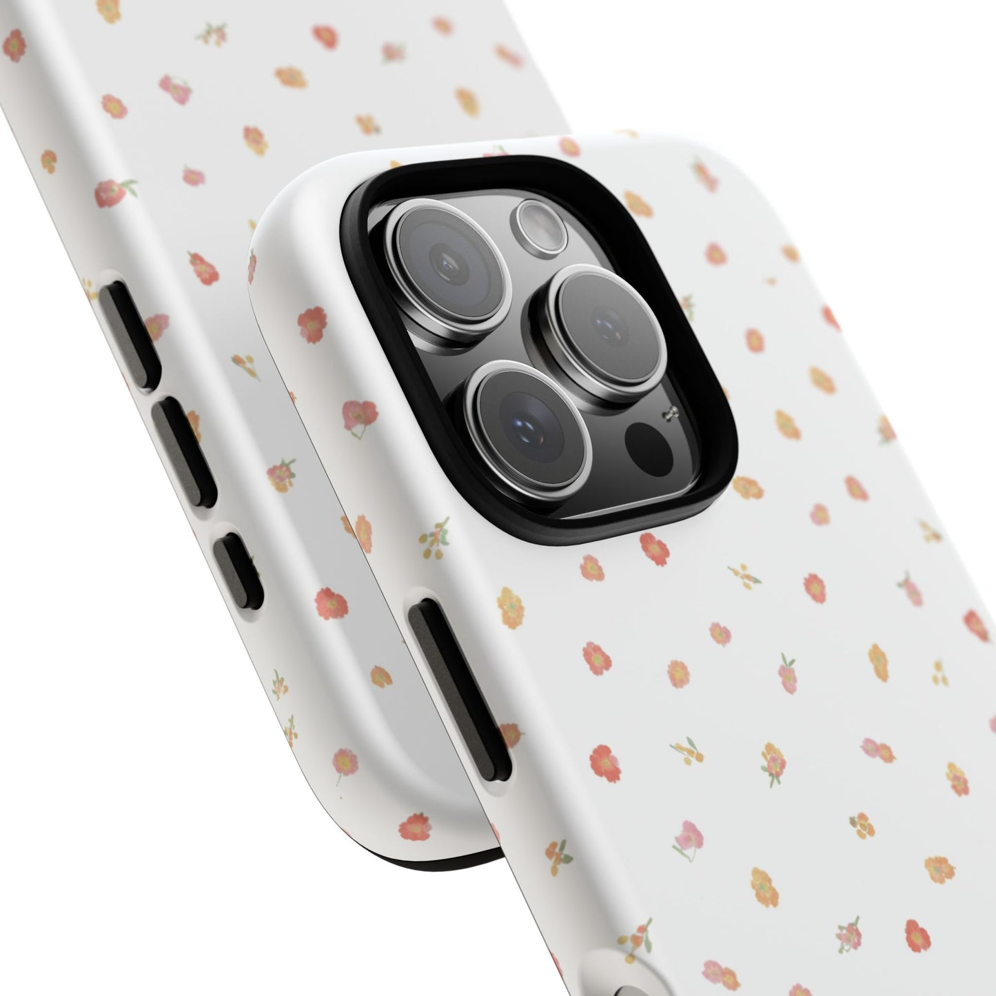 Floral Confetti Tough Phone Case — Minimal White with Tiny Rose Petals