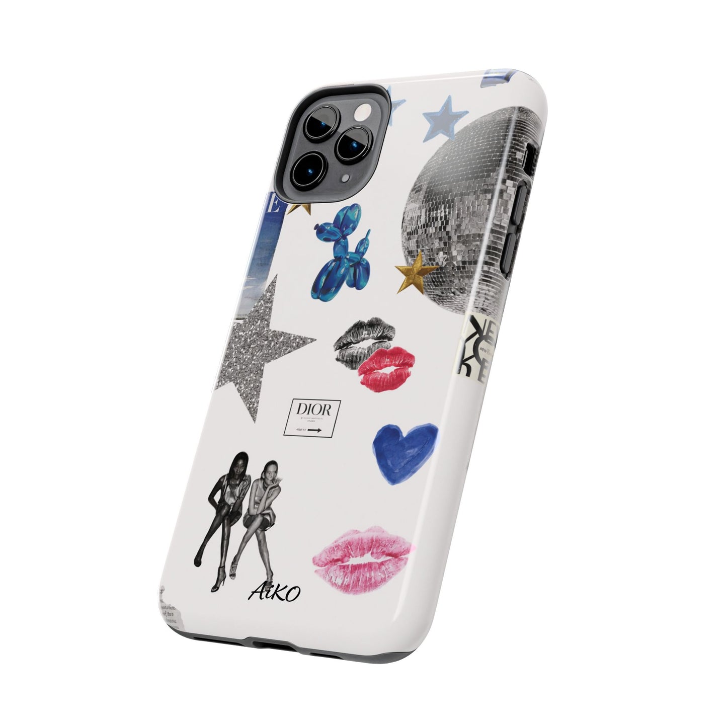 Glam Collage — Tough Protective Phone Case (disco ball, lips, stars)