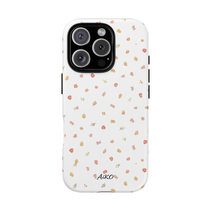 Floral Confetti Tough Phone Case — Minimal White with Tiny Rose Petals
