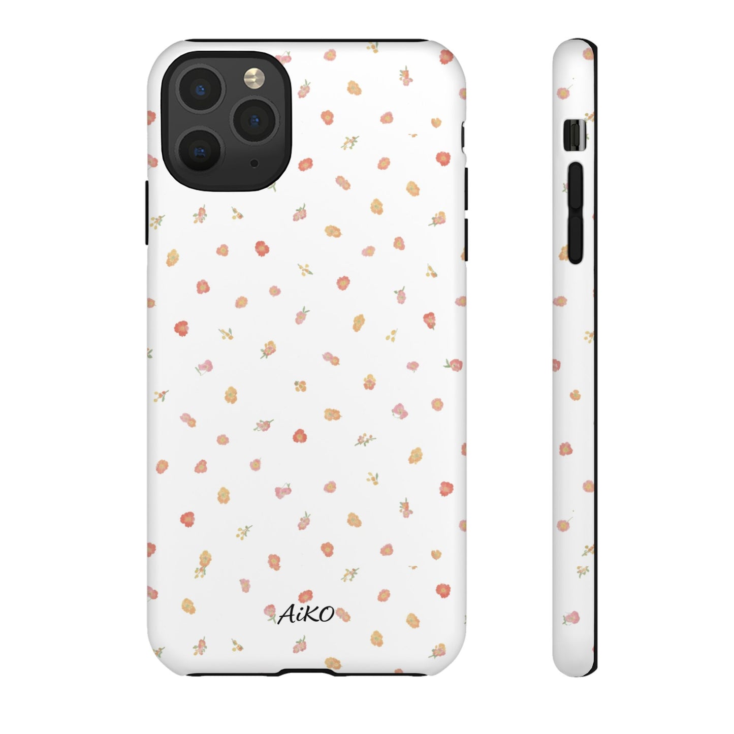 Floral Confetti Tough Phone Case — Minimal White with Tiny Rose Petals