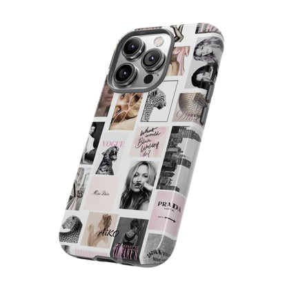 Fashion Collage Phone Case — Pink Vogue Magazine Aesthetic Tough Case