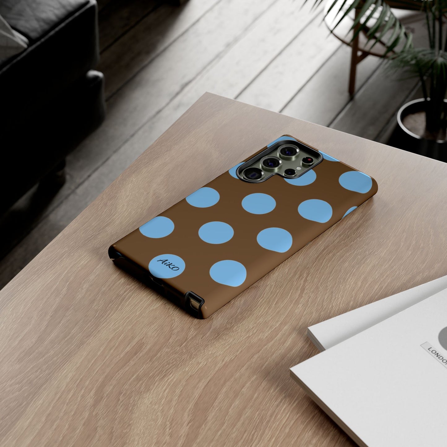 Polka Dots (Blue & Brown)