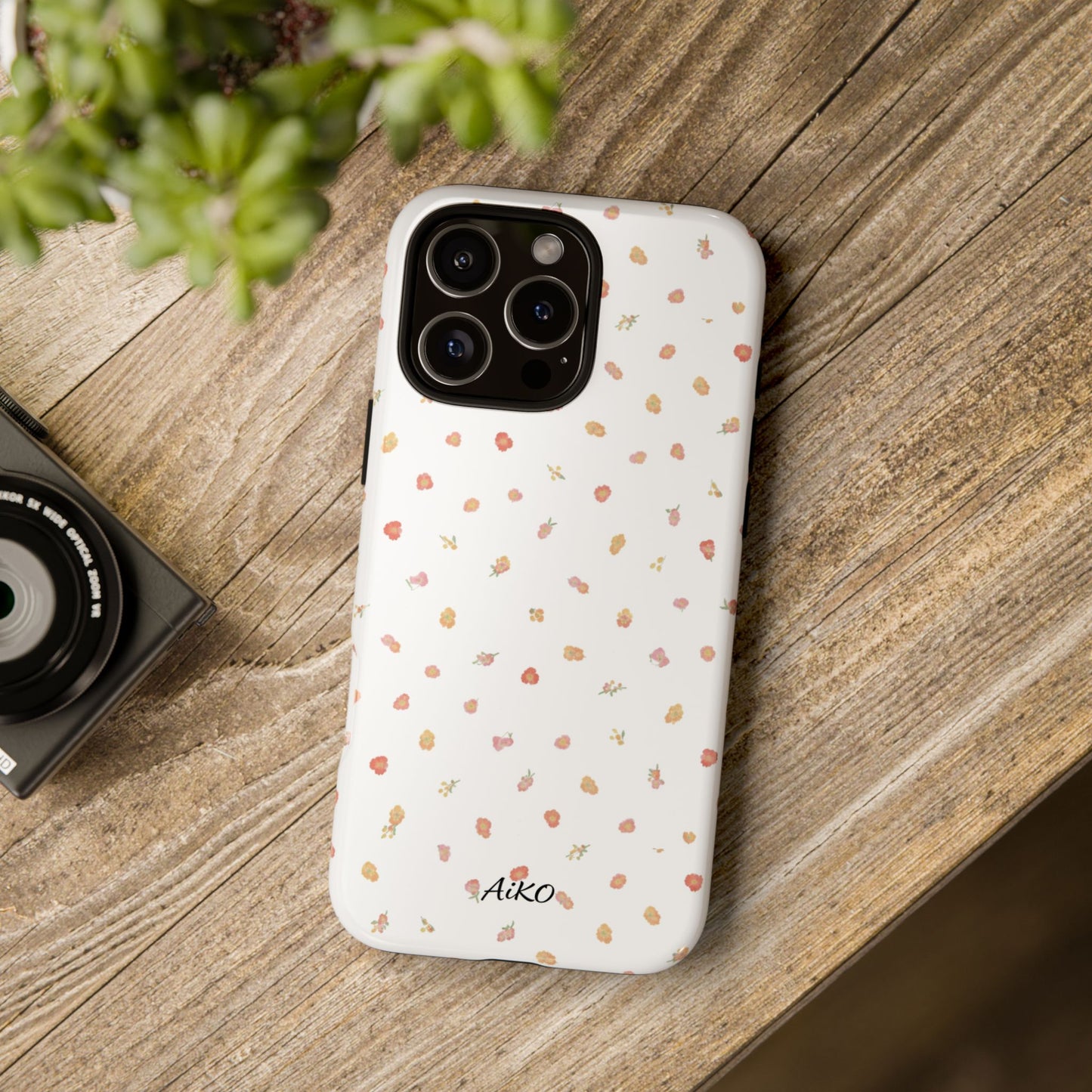 Floral Confetti Tough Phone Case — Minimal White with Tiny Rose Petals