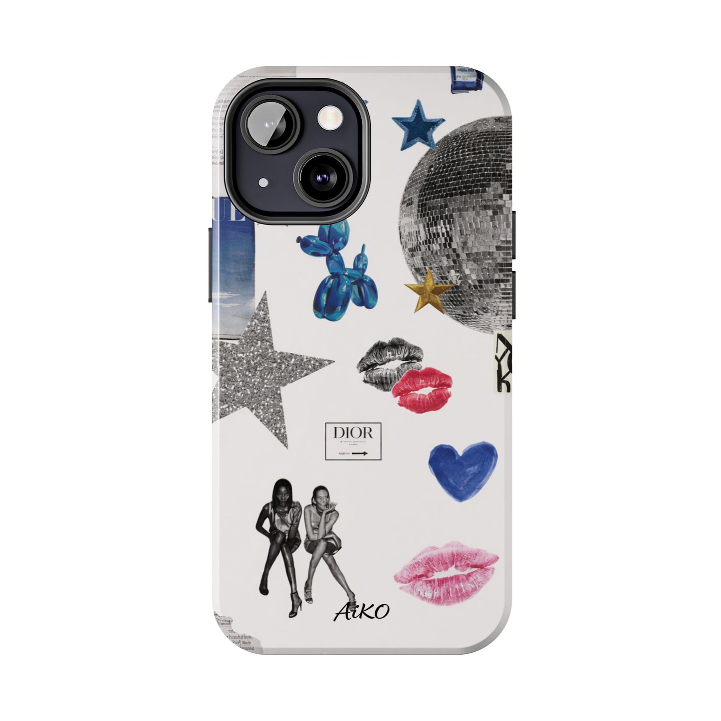 Glam Collage — Tough Protective Phone Case (disco ball, lips, stars)