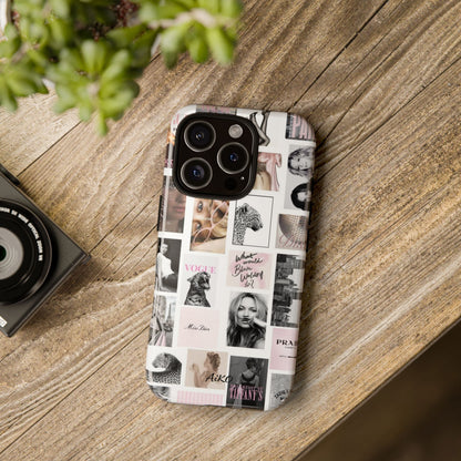 Fashion Collage Phone Case — Pink Vogue Magazine Aesthetic Tough Case