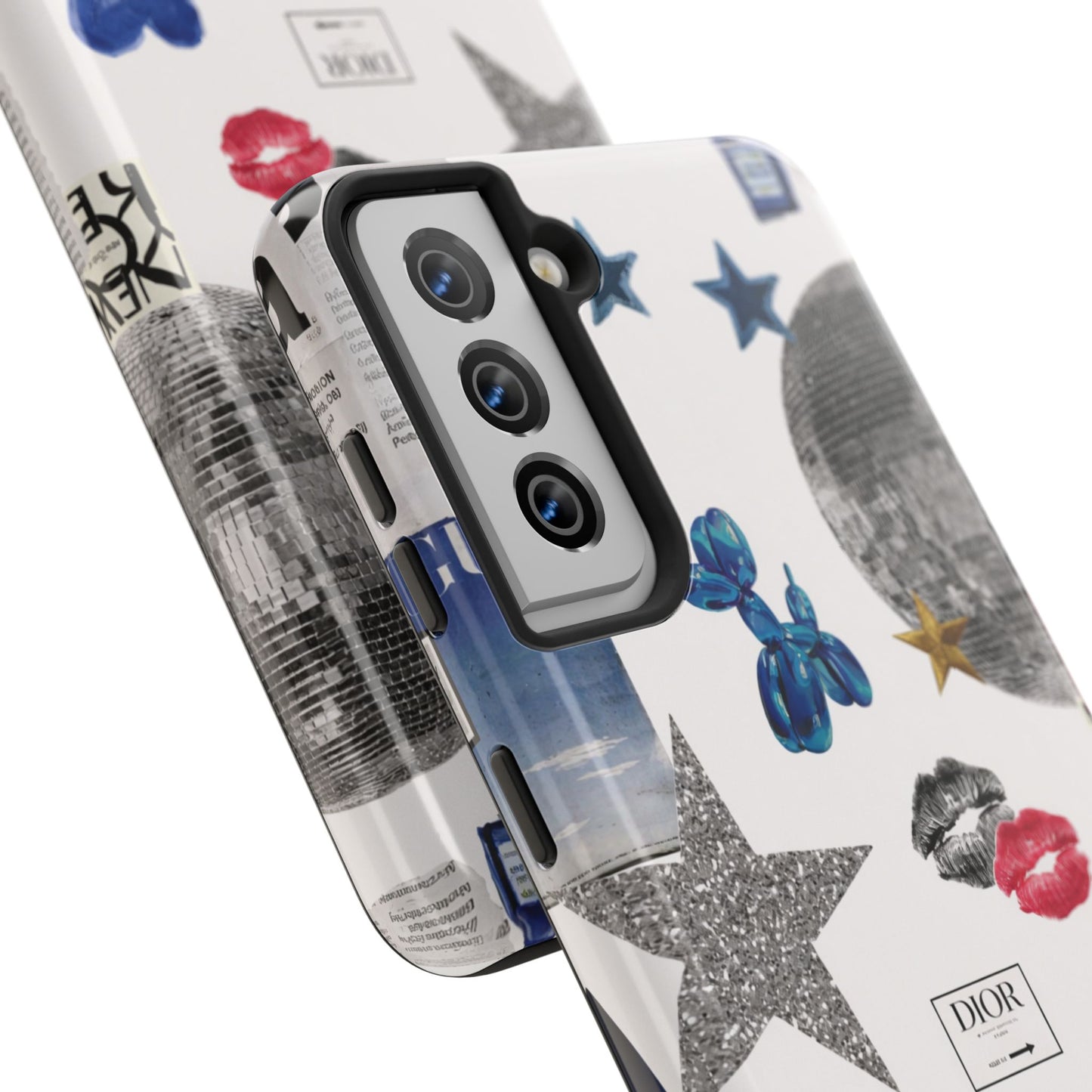 Glam Collage — Tough Protective Phone Case (disco ball, lips, stars)