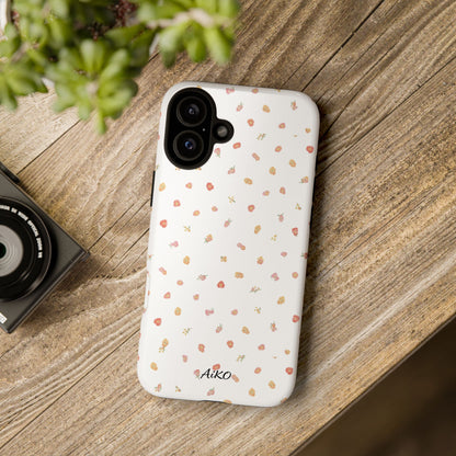 Floral Confetti Tough Phone Case — Minimal White with Tiny Rose Petals