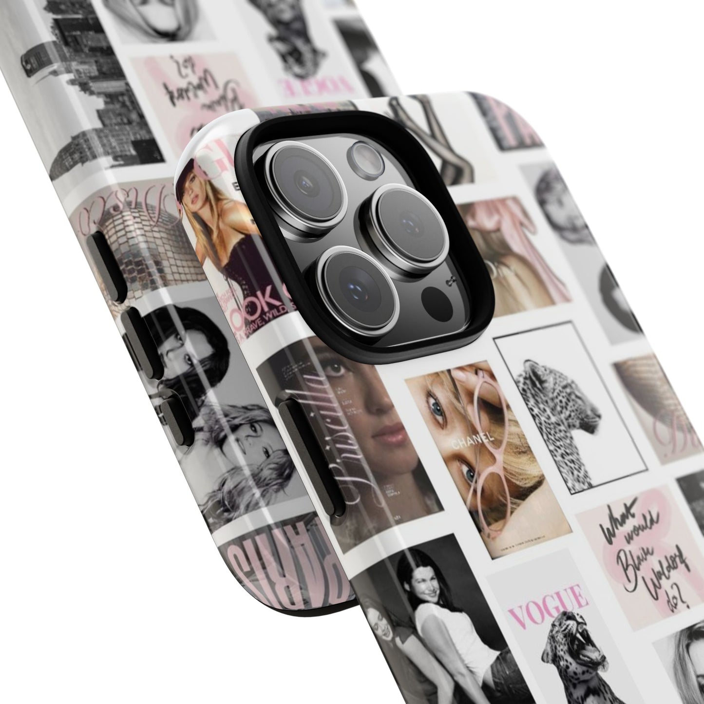 Fashion Collage Phone Case — Pink Vogue Magazine Aesthetic Tough Case
