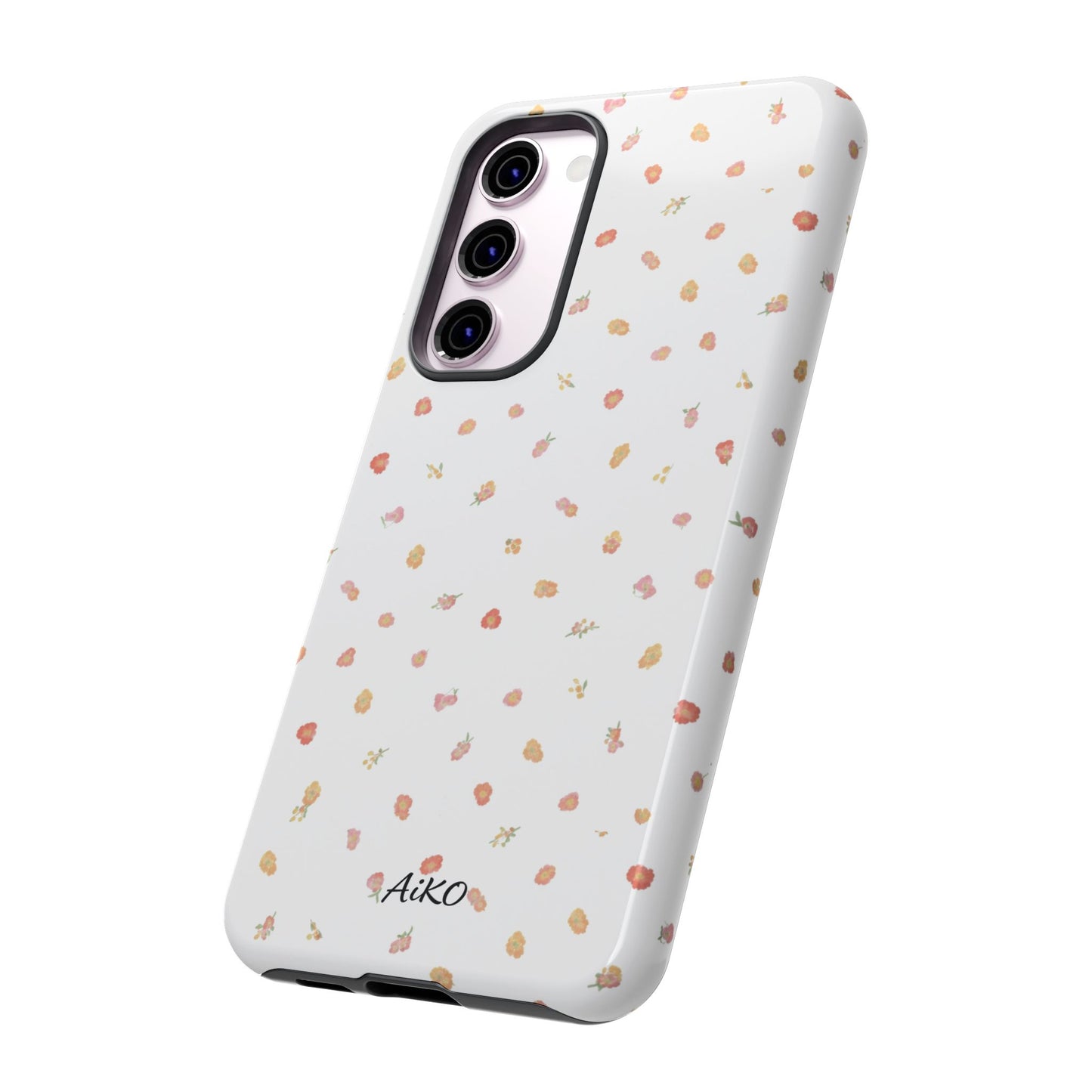 Floral Confetti Tough Phone Case — Minimal White with Tiny Rose Petals
