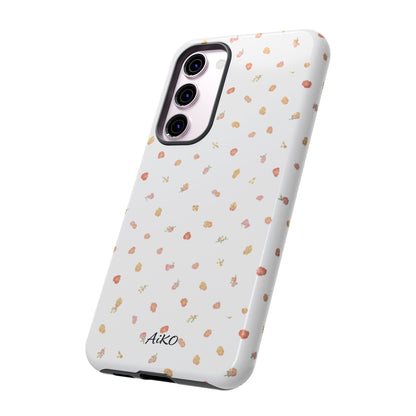 Floral Confetti Tough Phone Case — Minimal White with Tiny Rose Petals