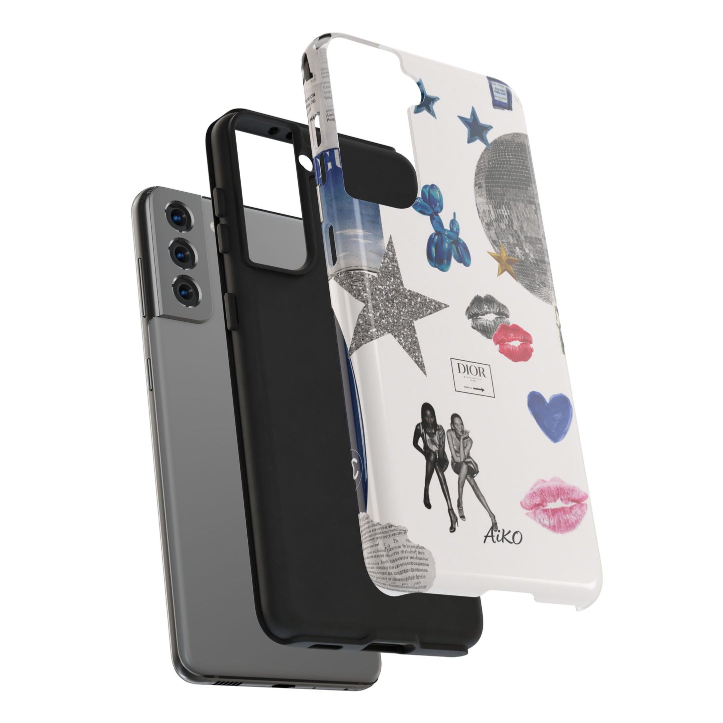 Glam Collage — Tough Protective Phone Case (disco ball, lips, stars)