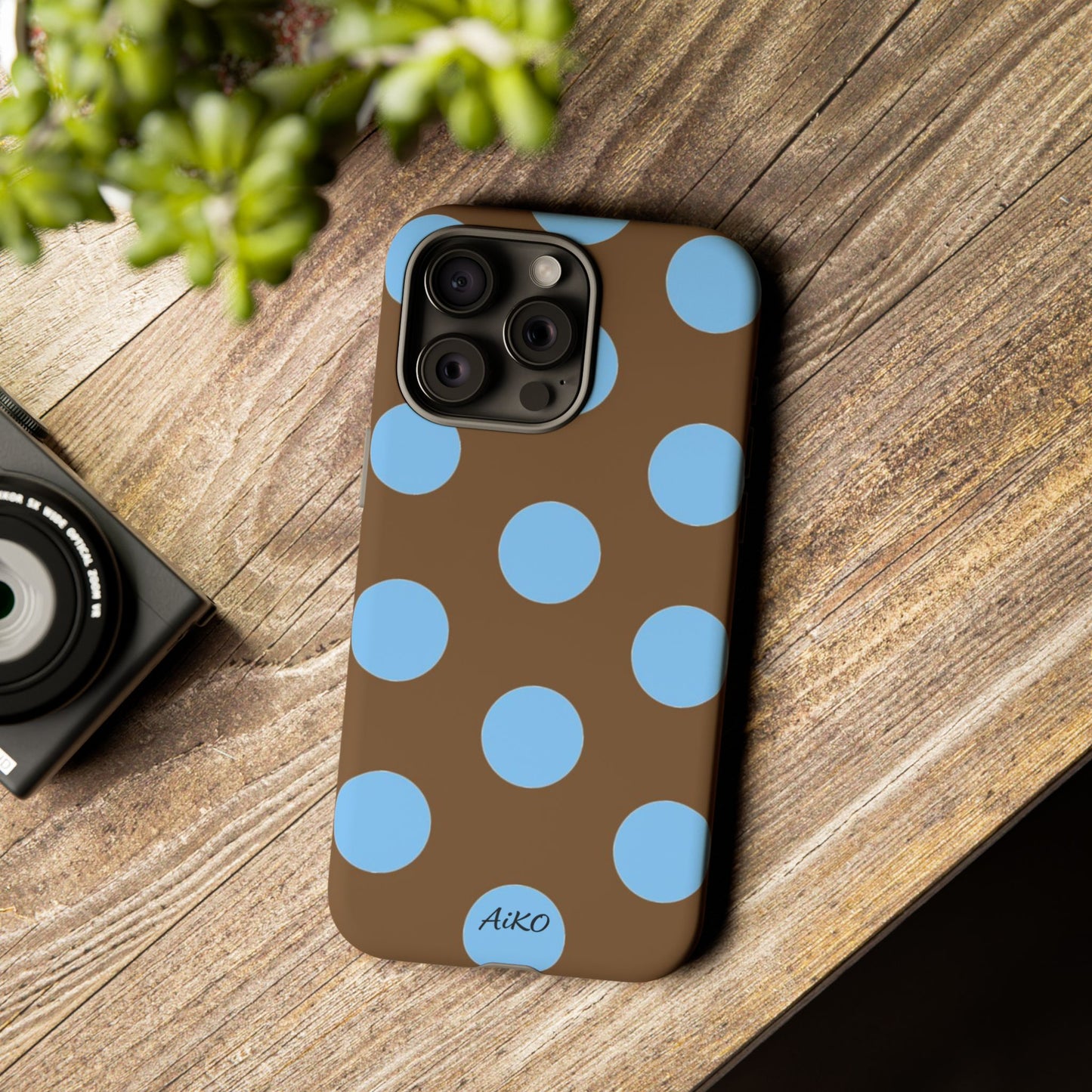 Polka Dots (Blue & Brown)