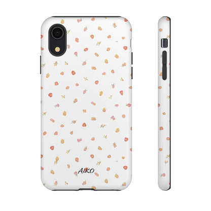 Floral Confetti Tough Phone Case — Minimal White with Tiny Rose Petals