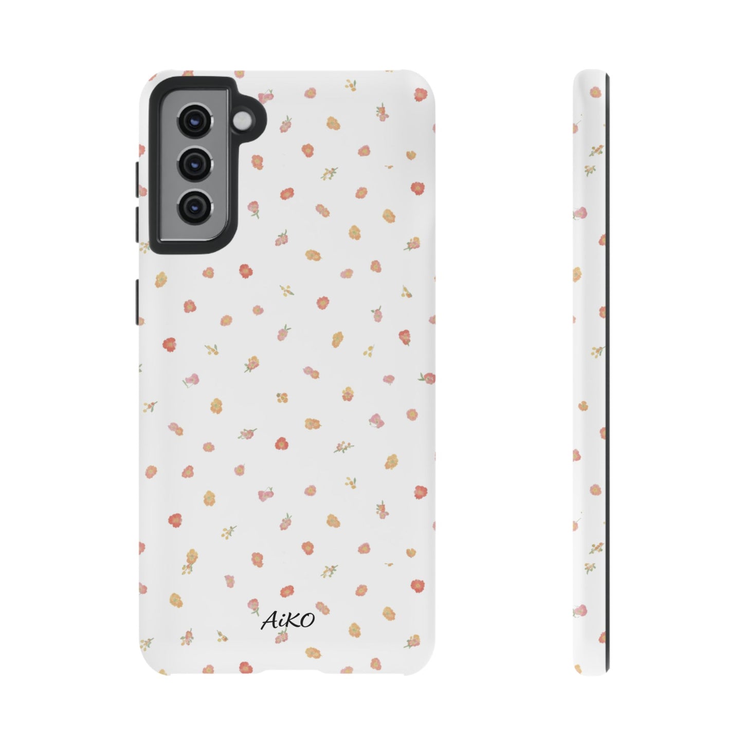 Floral Confetti Tough Phone Case — Minimal White with Tiny Rose Petals