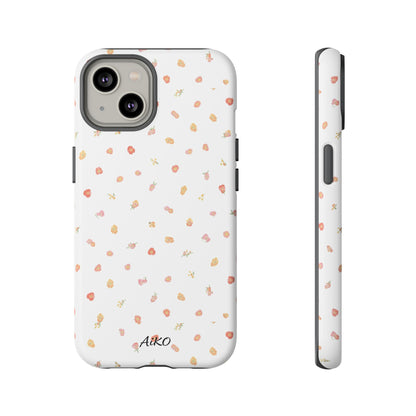 Floral Confetti Tough Phone Case — Minimal White with Tiny Rose Petals
