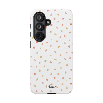 Floral Confetti Tough Phone Case — Minimal White with Tiny Rose Petals
