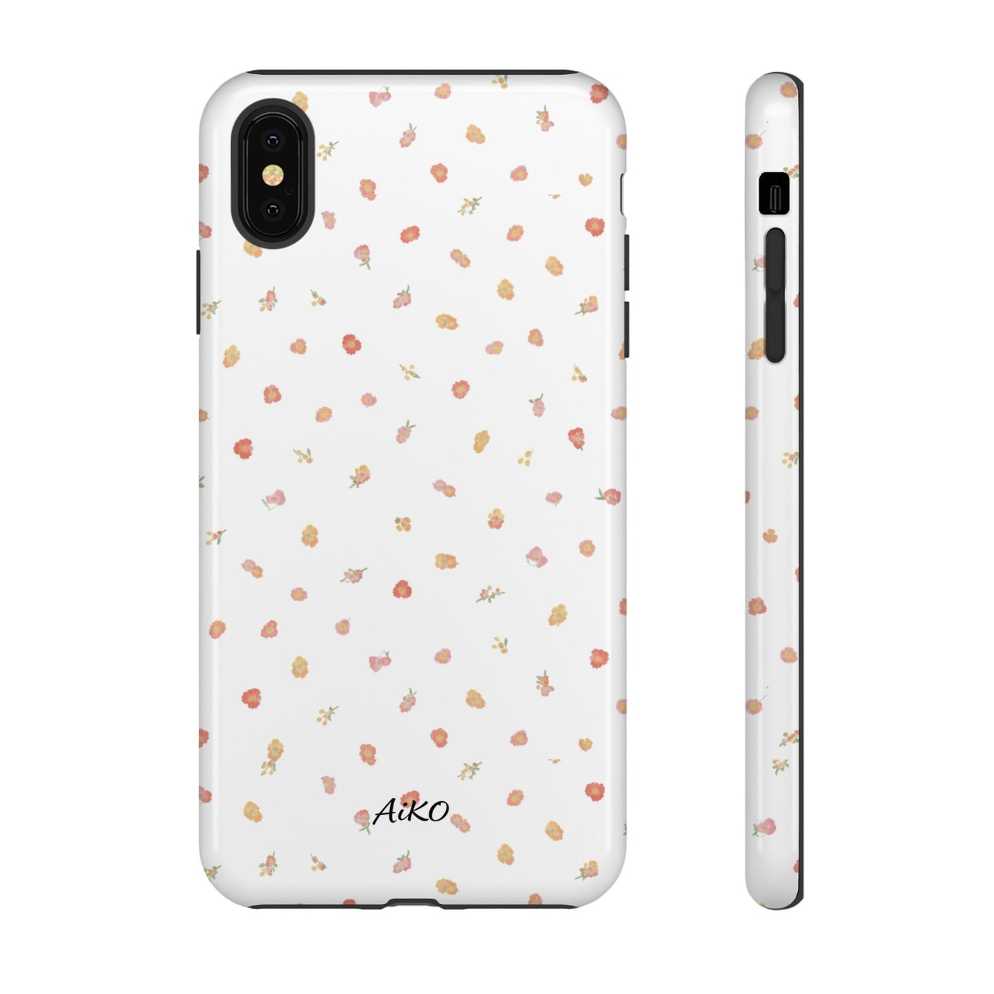 Floral Confetti Tough Phone Case — Minimal White with Tiny Rose Petals