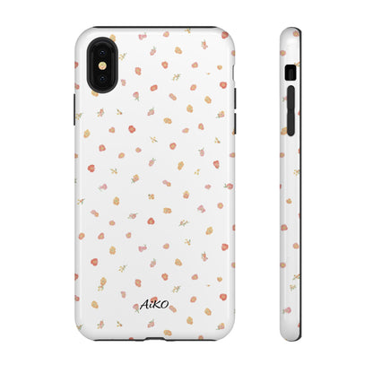 Floral Confetti Tough Phone Case — Minimal White with Tiny Rose Petals