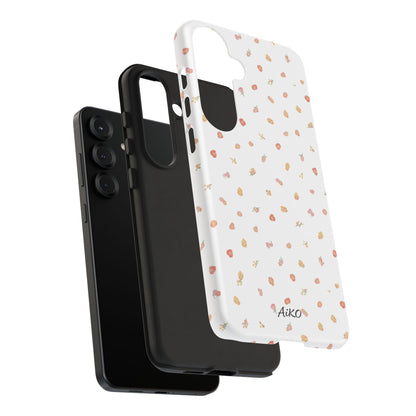Floral Confetti Tough Phone Case — Minimal White with Tiny Rose Petals