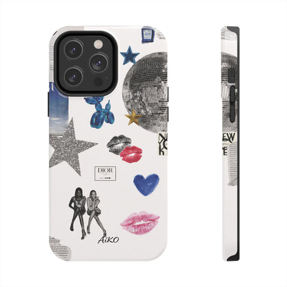 Glam Collage — Tough Protective Phone Case (disco ball, lips, stars)