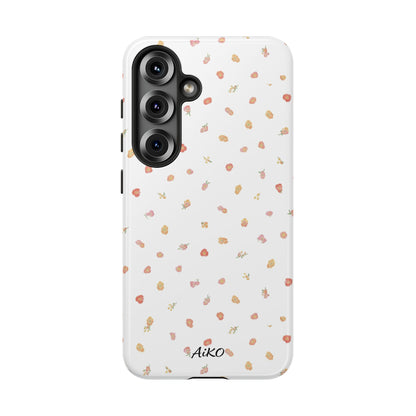 Floral Confetti Tough Phone Case — Minimal White with Tiny Rose Petals