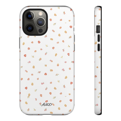 Floral Confetti Tough Phone Case — Minimal White with Tiny Rose Petals