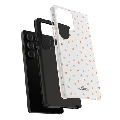 Floral Confetti Tough Phone Case — Minimal White with Tiny Rose Petals