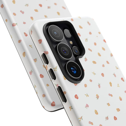 Floral Confetti Tough Phone Case — Minimal White with Tiny Rose Petals
