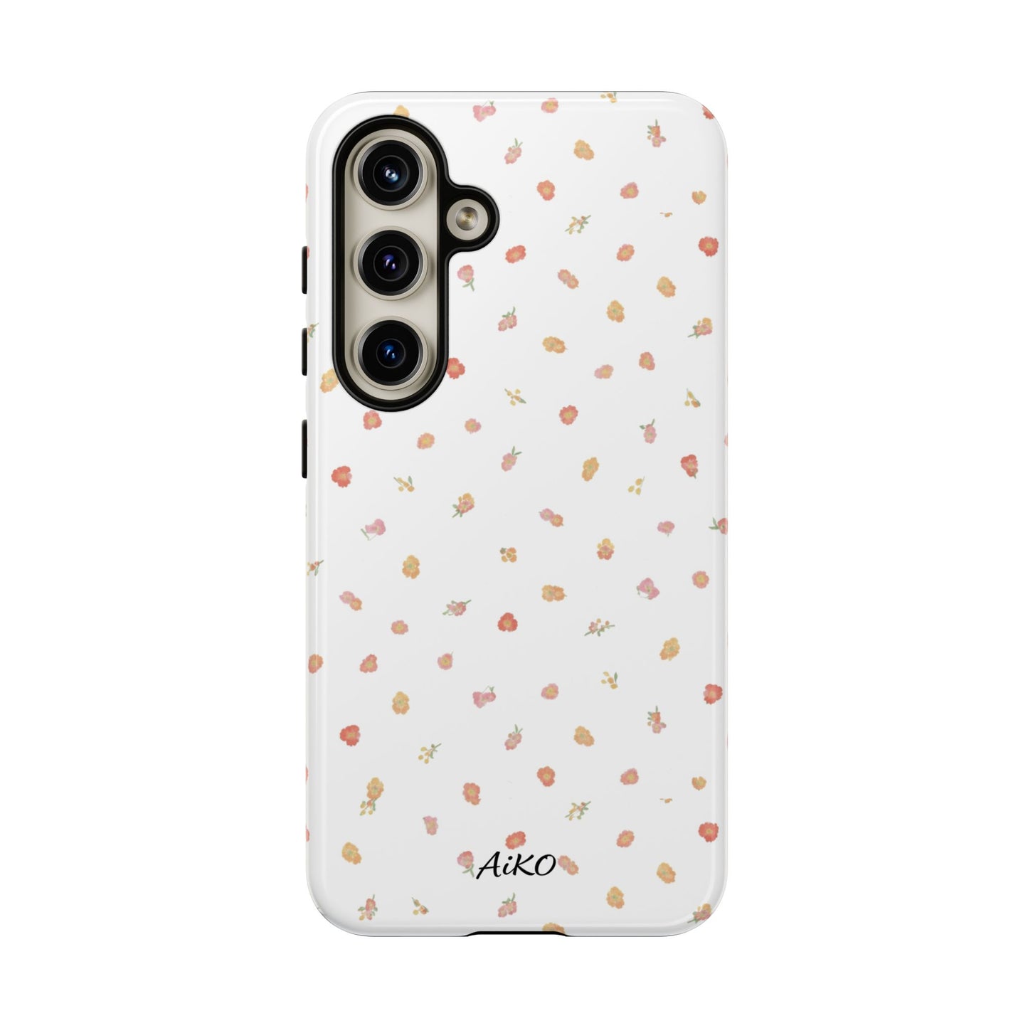 Floral Confetti Tough Phone Case — Minimal White with Tiny Rose Petals