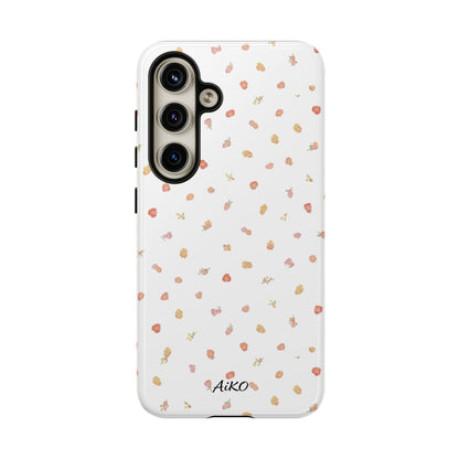 Floral Confetti Tough Phone Case — Minimal White with Tiny Rose Petals