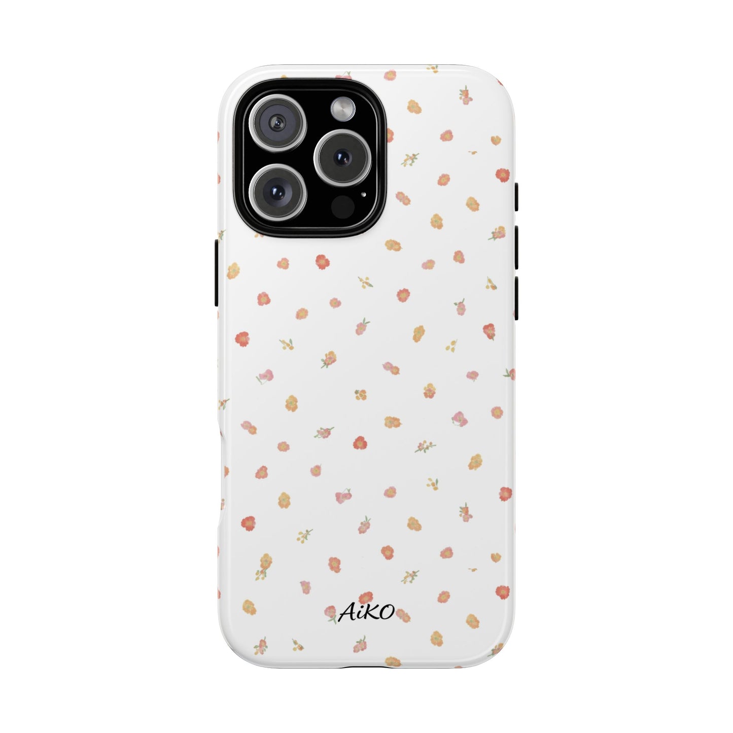 Floral Confetti Tough Phone Case — Minimal White with Tiny Rose Petals